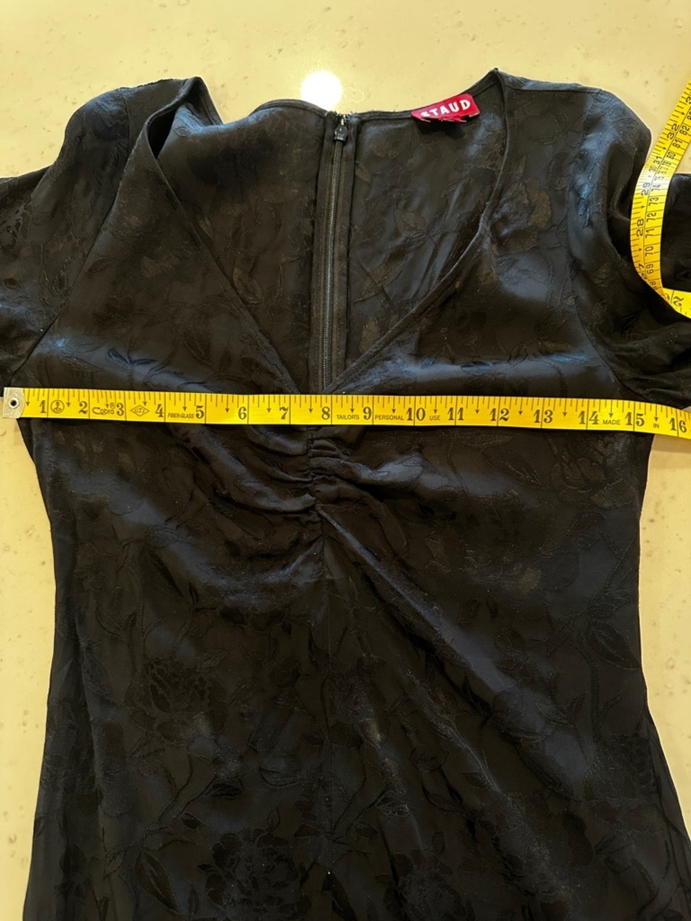 STAUD Black Silk Midi Dress Size 4 - Picture 9 of 10